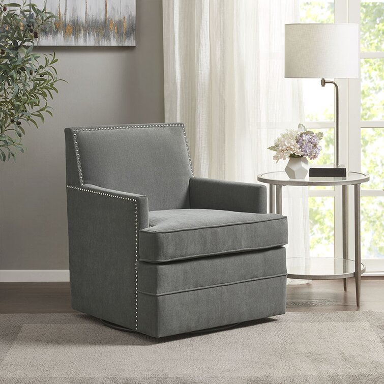 Armo Upholstered Nailhead Swivel Armchair